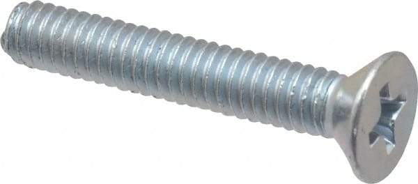 Value Collection - #8-32 UNC, 1" OAL Phillips Drive Machine Screw - Flat Head, Grade J82 Steel, Zinc-Plated Finish, Without Washer - Eagle Tool & Supply
