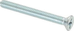 Value Collection - #8-32 UNC, 1-1/2" OAL Phillips Drive Machine Screw - Flat Head, Grade 2 Steel, Zinc-Plated Finish, Without Washer - Eagle Tool & Supply