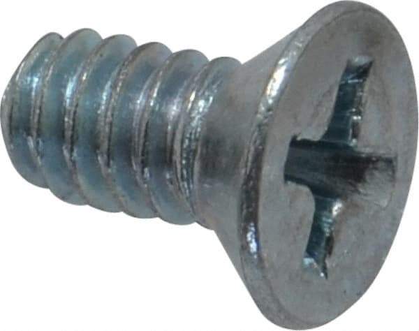 Value Collection - #10-24 UNC, 3/8" OAL Phillips Drive Machine Screw - Flat Head, Grade J82 Steel, Zinc-Plated Finish, Without Washer - Eagle Tool & Supply