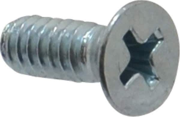 Value Collection - #10-24 UNC, 1/2" OAL Phillips Drive Machine Screw - Flat Head, Grade 2 Steel, Zinc-Plated Finish, Without Washer - Eagle Tool & Supply