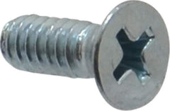 Value Collection - #10-24 UNC, 1/2" OAL Phillips Drive Machine Screw - Flat Head, Grade 2 Steel, Zinc-Plated Finish, Without Washer - Eagle Tool & Supply