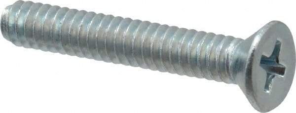 Value Collection - #10-24 UNC, 1-1/4" OAL Phillips Drive Machine Screw - Flat Head, Grade 2 Steel, Zinc-Plated Finish, Without Washer - Eagle Tool & Supply