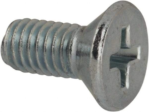 Value Collection - #10-32 UNF, 7/16" OAL Phillips Drive Machine Screw - Flat Head, Grade J82 Steel, Zinc-Plated Finish, Without Washer - Eagle Tool & Supply