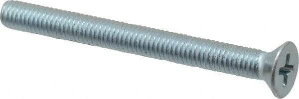 Value Collection - #10-32 UNF, 2" OAL Phillips Drive Machine Screw - Flat Head, Grade 2 Steel, Zinc-Plated Finish, Without Washer - Eagle Tool & Supply
