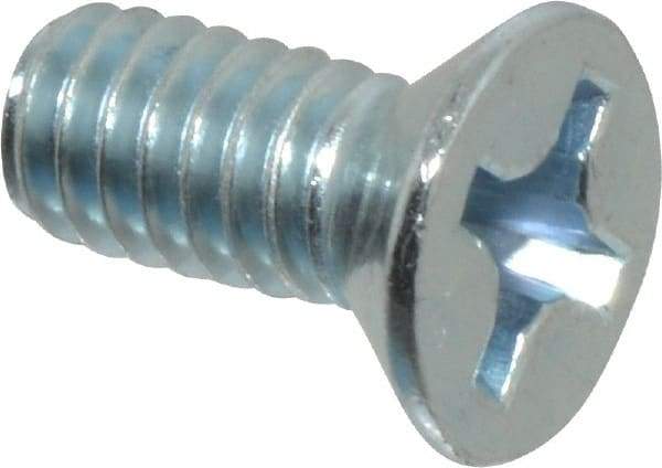 Value Collection - #12-24 UNC, 1/2" OAL Phillips Drive Machine Screw - Flat Head, Grade 2 Steel, Zinc-Plated Finish, Without Washer - Eagle Tool & Supply