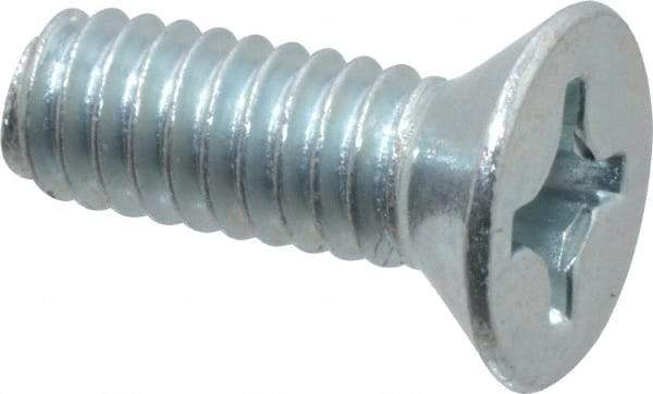 Value Collection - #12-24 UNC, 5/8" OAL Phillips Drive Machine Screw - Flat Head, Grade 2 Steel, Zinc-Plated Finish, Without Washer - Eagle Tool & Supply