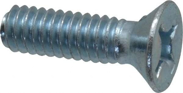 Value Collection - #12-24 UNC, 3/4" OAL Phillips Drive Machine Screw - Flat Head, Grade 2 Steel, Zinc-Plated Finish, Without Washer - Eagle Tool & Supply
