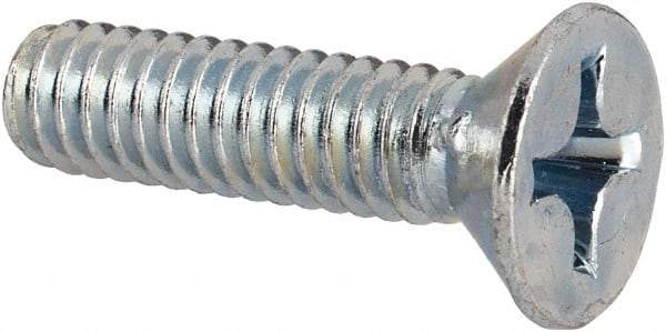 Value Collection - #12-24 UNC, 7/8" OAL Phillips Drive Machine Screw - Flat Head, Grade J82 Steel, Zinc-Plated Finish, Without Washer - Eagle Tool & Supply