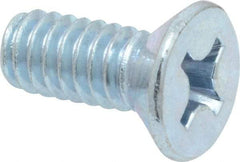 Value Collection - 1/4-20 UNC, 5/8" OAL Phillips Drive Machine Screw - Flat Head, Grade 2 Steel, Zinc-Plated Finish, Without Washer - Eagle Tool & Supply