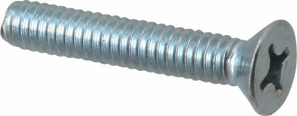 Value Collection - 1/4-20 UNC, 1-1/2" OAL Phillips Drive Machine Screw - Flat Head, Grade 2 Steel, Zinc-Plated Finish, Without Washer - Eagle Tool & Supply