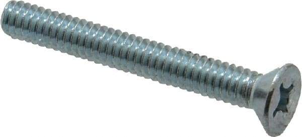 Value Collection - 1/4-20 UNC, 2" OAL Phillips Drive Machine Screw - Flat Head, Grade 2 Steel, Zinc-Plated Finish, Without Washer - Eagle Tool & Supply