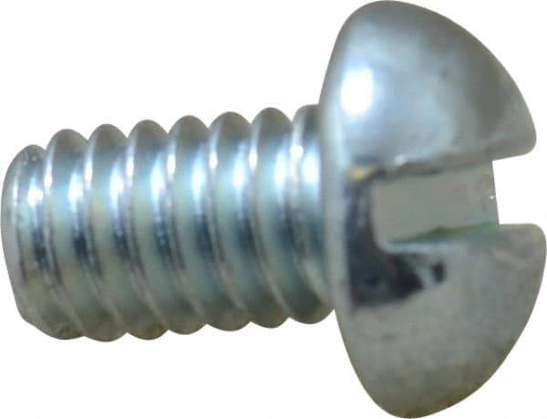 Value Collection - #12-24 UNC, 3/8" Length Under Head Slotted Drive Machine Screw - Round Head, Grade J82 Steel, Zinc-Plated Finish, Without Washer - Eagle Tool & Supply