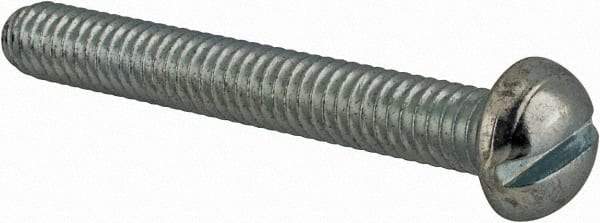 Value Collection - #12-24 UNC, 1-3/4" Length Under Head Slotted Drive Machine Screw - Round Head, Grade J82 Steel, Zinc-Plated Finish, Without Washer - Eagle Tool & Supply