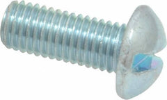 Value Collection - 1/4-28 UNF, 5/8" Length Under Head Slotted Drive Machine Screw - Round Head, Grade J82 Steel, Zinc-Plated Finish, Without Washer - Eagle Tool & Supply