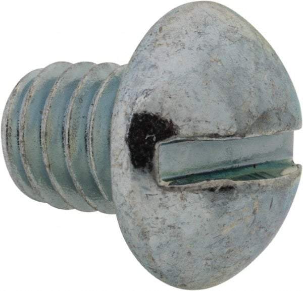 Value Collection - 5/16-18 UNC, 3/8" Length Under Head Slotted Drive Machine Screw - Round Head, Grade J82 Steel, Zinc-Plated Finish, Without Washer - Eagle Tool & Supply