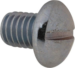 Value Collection - 3/8-16 UNC, 1/2" Length Under Head Slotted Drive Machine Screw - Round Head, Grade 2 Alloy Steel, Zinc-Plated Finish, Without Washer - Eagle Tool & Supply