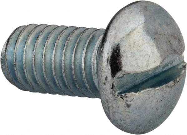 Value Collection - 3/8-16 UNC, 3/4" Length Under Head Slotted Drive Machine Screw - Round Head, Grade 2 Alloy Steel, Zinc-Plated Finish, Without Washer - Eagle Tool & Supply
