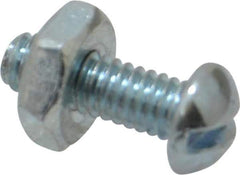 Value Collection - #8-32 UNC, 1/2" Length Under Head Slotted Drive Machine Screw - Round Head, Grade J82 Steel, Zinc-Plated Finish, Without Washer - Eagle Tool & Supply