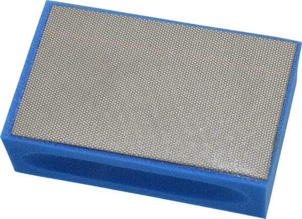 AMPLEX - Ultra Fine Grade, 1800 Grit, Diamond Hand Pad - Blue, 2-1/8" Wide x 3-1/2" Long x 1-1/2" Thick, Coated - Eagle Tool & Supply