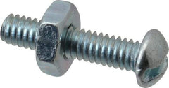 Value Collection - #8-32 UNC, 3/4" Length Under Head Slotted Drive Machine Screw - Round Head, Grade 2 Steel, Zinc-Plated Finish, Without Washer - Eagle Tool & Supply