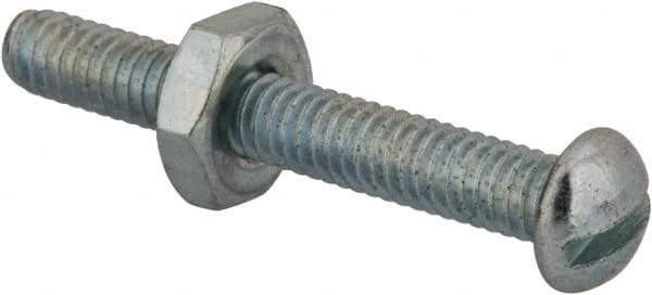 Value Collection - #8-32 UNC, 1-1/4" Length Under Head Slotted Drive Machine Screw - Round Head, Grade 2 Steel, Zinc-Plated Finish, Without Washer - Eagle Tool & Supply