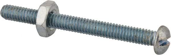 Value Collection - #8-32 UNC, 1-3/4" Length Under Head Slotted Drive Machine Screw - Round Head, Grade J82 Steel, Zinc-Plated Finish, Without Washer - Eagle Tool & Supply