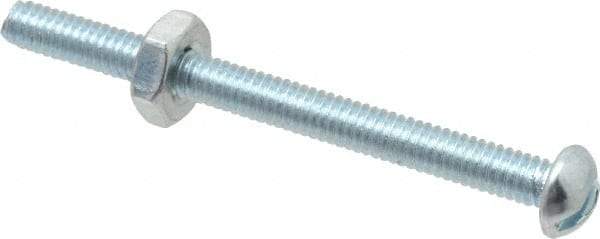 Value Collection - #8-32 UNC, 2" Length Under Head Slotted Drive Machine Screw - Round Head, Grade 2 Steel, Zinc-Plated Finish, Without Washer - Eagle Tool & Supply