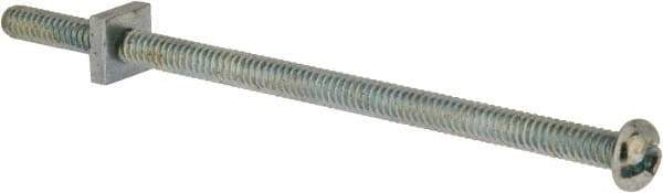 Value Collection - #10-24 UNC, 4" Length Under Head Slotted Drive Machine Screw - Round Head, Grade 2 Steel, Zinc-Plated Finish, Without Washer - Eagle Tool & Supply