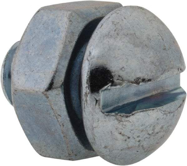 Value Collection - 1/4-20 UNC, 3/8" Length Under Head Slotted Drive Machine Screw - Round Head, Grade 2 Steel, Zinc-Plated Finish, Without Washer - Eagle Tool & Supply