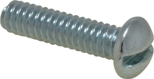 Value Collection - 1/4-20 UNC, 1/2" Length Under Head Slotted Drive Machine Screw - Round Head, Grade 2 Steel, Zinc-Plated Finish, Without Washer - Eagle Tool & Supply