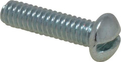 Value Collection - 1/4-20 UNC, 1/2" Length Under Head Slotted Drive Machine Screw - Round Head, Grade 2 Steel, Zinc-Plated Finish, Without Washer - Eagle Tool & Supply