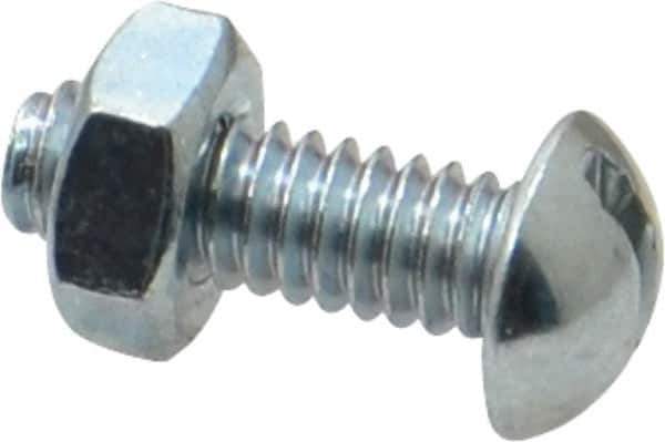 Value Collection - 1/4-20 UNC, 3/4" Length Under Head Slotted Drive Machine Screw - Round Head, Grade 2 Steel, Zinc-Plated Finish, Without Washer - Eagle Tool & Supply