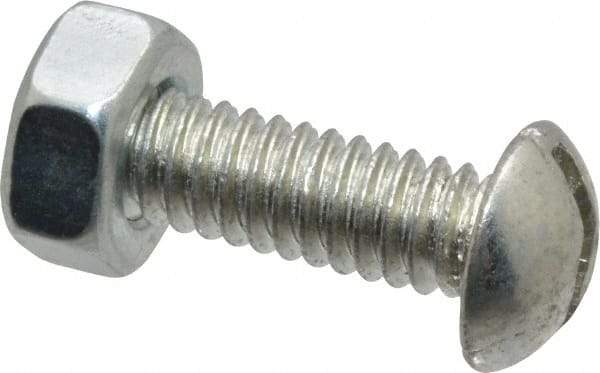 Value Collection - 1/4-20 UNC, 7/8" Length Under Head Slotted Drive Machine Screw - Round Head, Grade J82 Steel, Zinc-Plated Finish, Without Washer - Eagle Tool & Supply