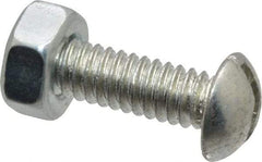 Value Collection - 1/4-20 UNC, 7/8" Length Under Head Slotted Drive Machine Screw - Round Head, Grade J82 Steel, Zinc-Plated Finish, Without Washer - Eagle Tool & Supply
