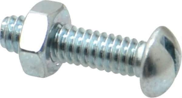 Value Collection - 1/4-20 UNC, 1" Length Under Head Slotted Drive Machine Screw - Round Head, Grade 2 Steel, Zinc-Plated Finish, Without Washer - Eagle Tool & Supply