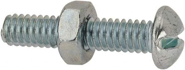 Value Collection - 1/4-20 UNC, 1-1/4" Length Under Head Slotted Drive Machine Screw - Round Head, Grade 2 Steel, Zinc-Plated Finish, Without Washer - Eagle Tool & Supply