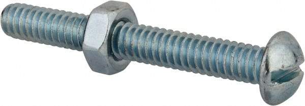 Value Collection - 1/4-20 UNC, 2" Length Under Head Slotted Drive Machine Screw - Round Head, Grade 2 Steel, Zinc-Plated Finish, Without Washer - Eagle Tool & Supply