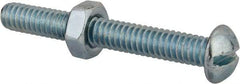 Value Collection - 1/4-20 UNC, 2" Length Under Head Slotted Drive Machine Screw - Round Head, Grade 2 Steel, Zinc-Plated Finish, Without Washer - Eagle Tool & Supply