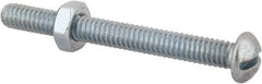 Value Collection - 1/4-20 UNC, 2-1/2" Length Under Head Slotted Drive Machine Screw - Round Head, Grade 2 Steel, Zinc-Plated Finish, Without Washer - Eagle Tool & Supply