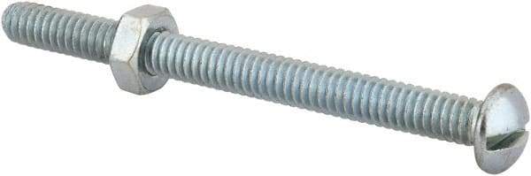Value Collection - 1/4-20 UNC, 3" Length Under Head Slotted Drive Machine Screw - Round Head, Grade 2 Steel, Zinc-Plated Finish, Without Washer - Eagle Tool & Supply