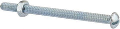 Value Collection - 1/4-20 UNC, 3-1/2" Length Under Head Slotted Drive Machine Screw - Round Head, Grade 2 Steel, Zinc-Plated Finish, Without Washer - Eagle Tool & Supply
