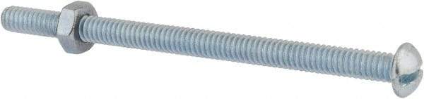 Value Collection - 1/4-20 UNC, 4" Length Under Head Slotted Drive Machine Screw - Round Head, Grade 2 Steel, Zinc-Plated Finish, Without Washer - Eagle Tool & Supply
