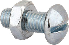 Value Collection - 3/8-16 UNC, 1" Length Under Head Slotted Drive Machine Screw - Round Head, Grade 2 Steel, Zinc-Plated Finish, Without Washer - Eagle Tool & Supply