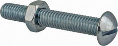 Value Collection - 3/8-16 UNC, 2-1/2" Length Under Head Slotted Drive Machine Screw - Round Head, Grade 2 Steel, Zinc-Plated Finish, Without Washer - Eagle Tool & Supply