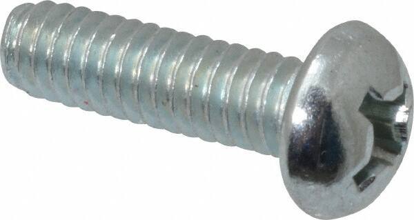 Value Collection - #12-24 UNC, 3/4" Length Under Head Phillips Drive Machine Screw - Round Head, Grade J82 Steel, Zinc-Plated Finish, Without Washer - Eagle Tool & Supply
