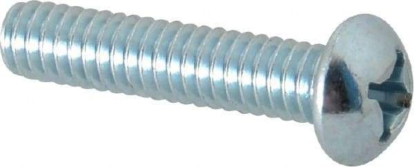 Value Collection - #12-24 UNC, 1" Length Under Head Phillips Drive Machine Screw - Round Head, Grade J82 Steel, Zinc-Plated Finish, Without Washer - Eagle Tool & Supply