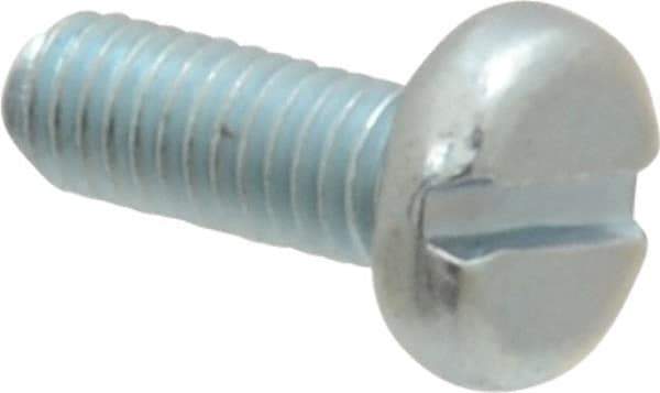 Value Collection - M3x0.50, 8mm Length Under Head Slotted Drive Machine Screw - Pan Head, Grade 4.8 Steel, Zinc-Plated Finish, Without Washer - Eagle Tool & Supply