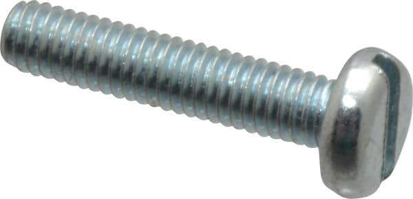 Value Collection - M3x0.50, 14mm Length Under Head Slotted Drive Machine Screw - Pan Head, Grade 4.8 Steel, Zinc-Plated Finish, Without Washer - Eagle Tool & Supply