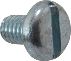 Value Collection - M4x0.70, 6mm Length Under Head Slotted Drive Machine Screw - Pan Head, Grade 4.8 Steel, Zinc-Plated Finish, Without Washer - Eagle Tool & Supply