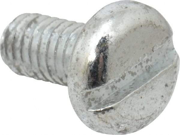 Value Collection - M4x0.70, 8mm Length Under Head Slotted Drive Machine Screw - Pan Head, Grade 4.8 Steel, Zinc-Plated Finish, Without Washer - Eagle Tool & Supply